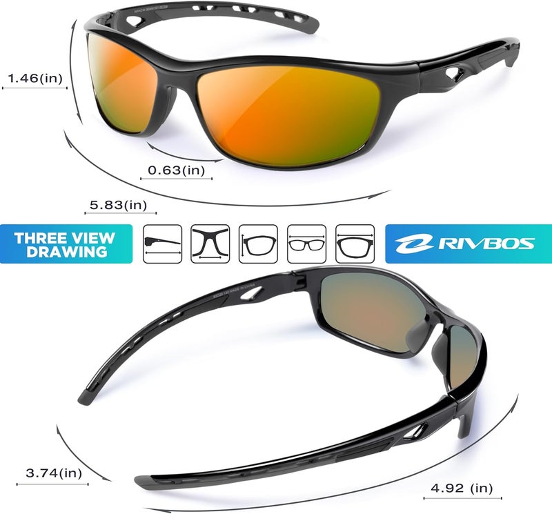RIVBOS Sunglasses for Men Women Polarized UV Protection Sports Fishing Driving Shades Cycling RB833 - Image 3